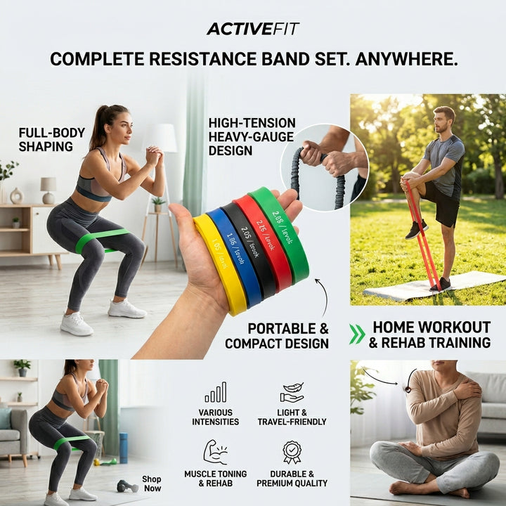Multi-Level Fitness Resistance Bands Set, Elastic Exercise Bands for Yoga, Pilates, Strength Training & Physical Therapy